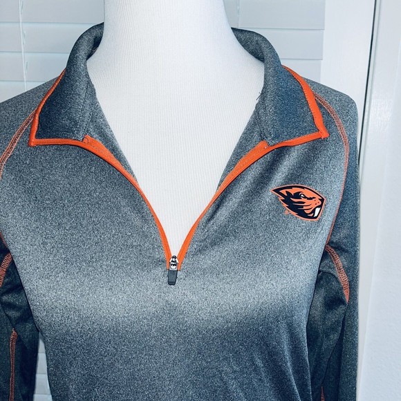 Oregon State Womens Size L 1/4 zip lightweight pullover Warmup Thumb holes - Picture 2 of 8